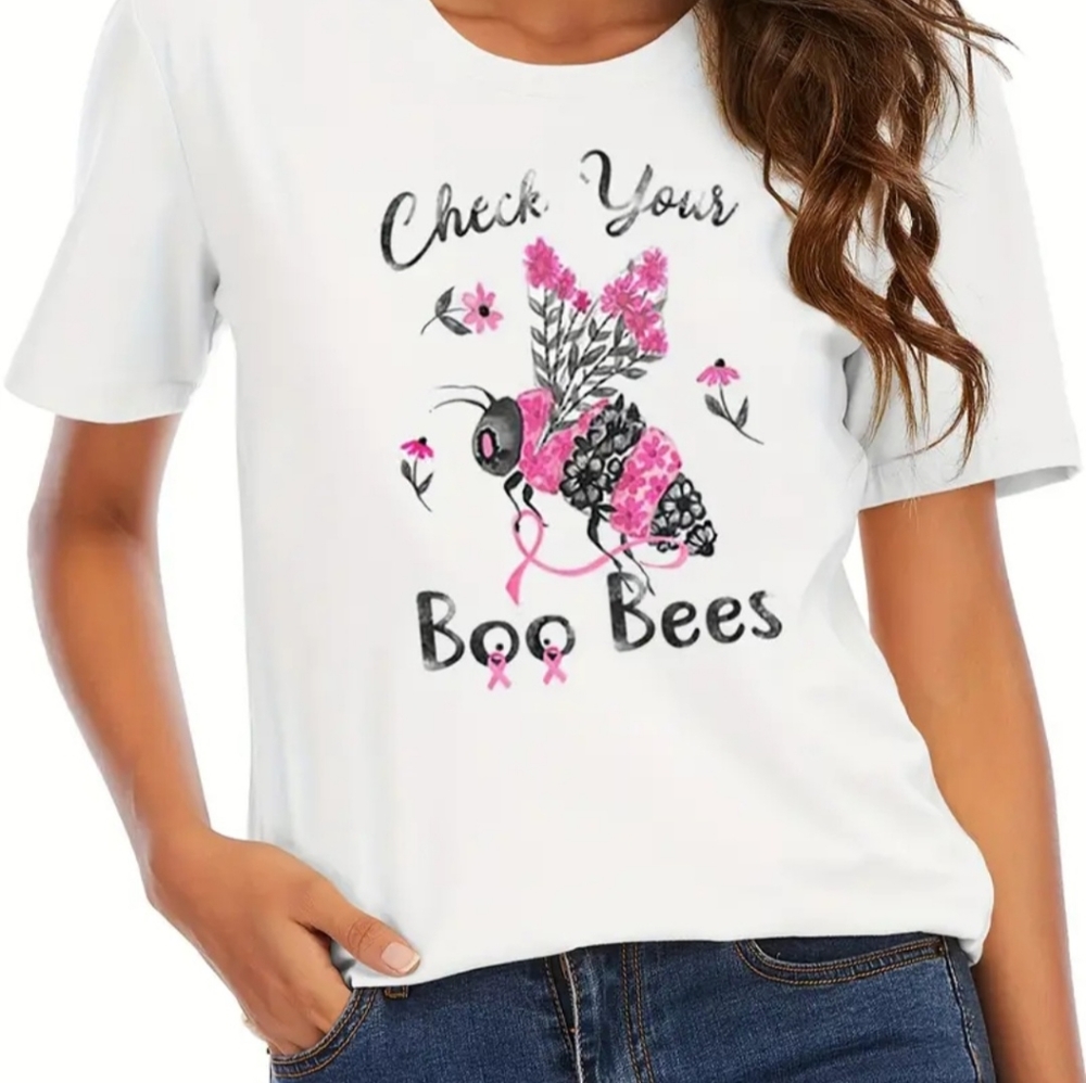 CHECK YOUR BOO-BEES BREAST CANCER AWARENESS WOMENS SIZE XL
